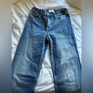 Abercrombie Kids Adjustable High Rise Wide Leg Blue Denim Jean